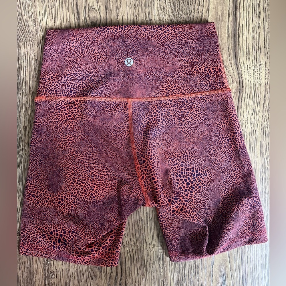 lululemon athletica Red Orange Patterned High-Rise Athletic Shorts